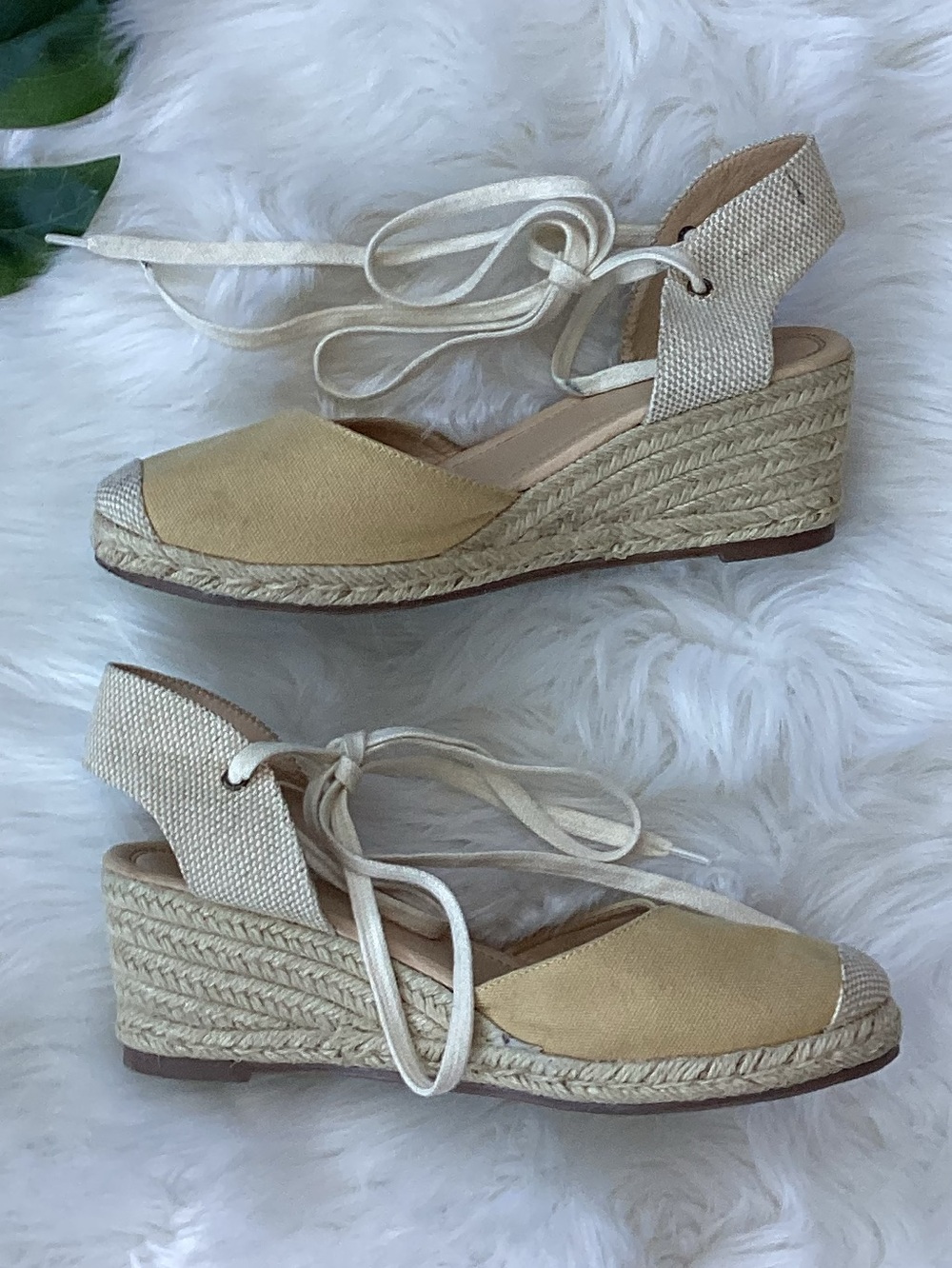 JG Ankle Tie Espadrilles Wedge Shoes Tan 10 - Picture 4 of 11